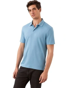 Supima Chest Embroidery Polo Blue Steam