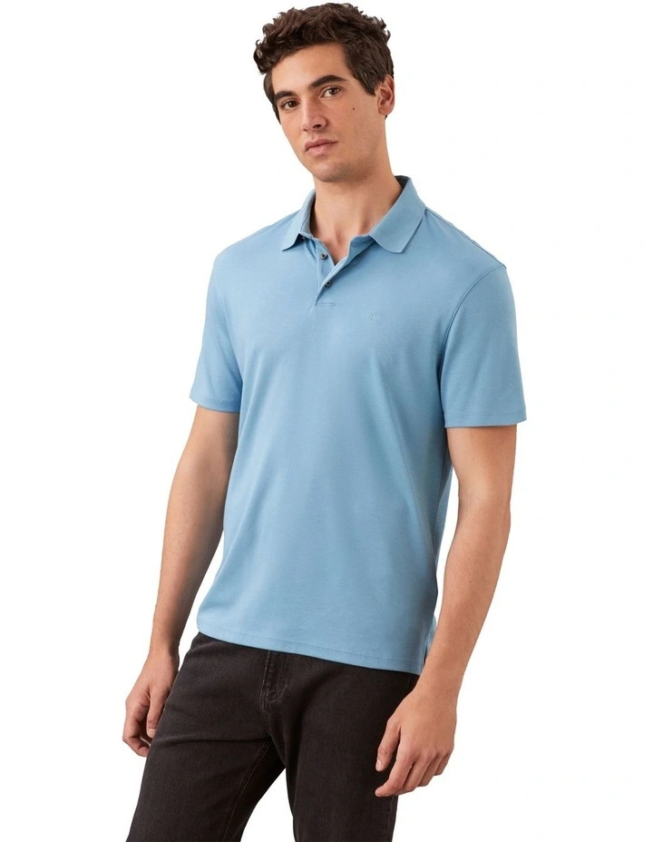 Supima Chest Embroidery Polo Blue Steam image 1
