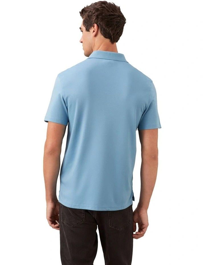 Supima Chest Embroidery Polo Blue Steam image 2