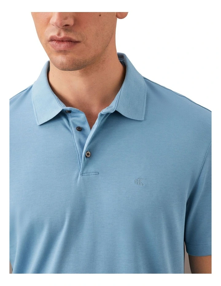 Supima Chest Embroidery Polo Blue Steam image 3