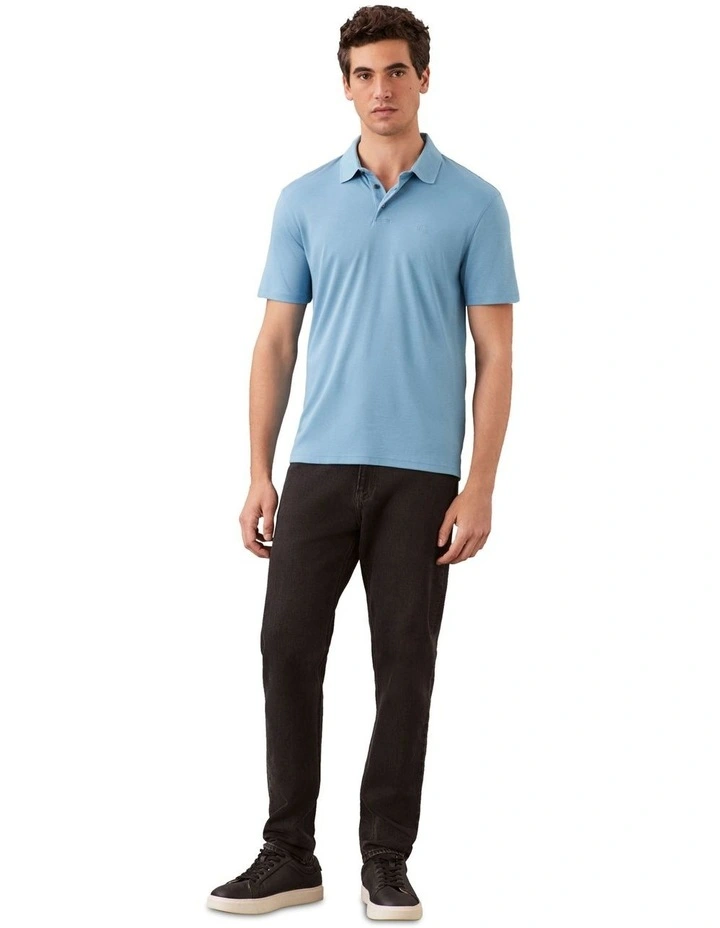 Supima Chest Embroidery Polo Blue Steam image 4