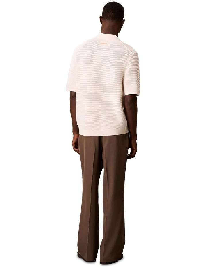 Snowy Tech Knit Johnny Collar Polo in Tofu image 2