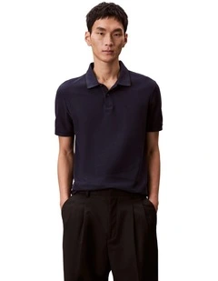 Refined Pique Tipped Classic Polo Shirt in Dark Sapphire