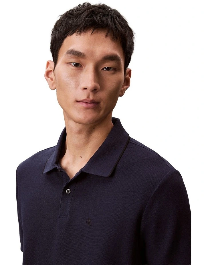Refined Pique Tipped Classic Polo Shirt in Dark Sapphire image 3