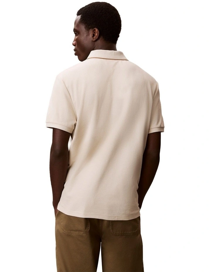 Refined Pique Tipped Classic Polo Shirt in Oatmeal image 2