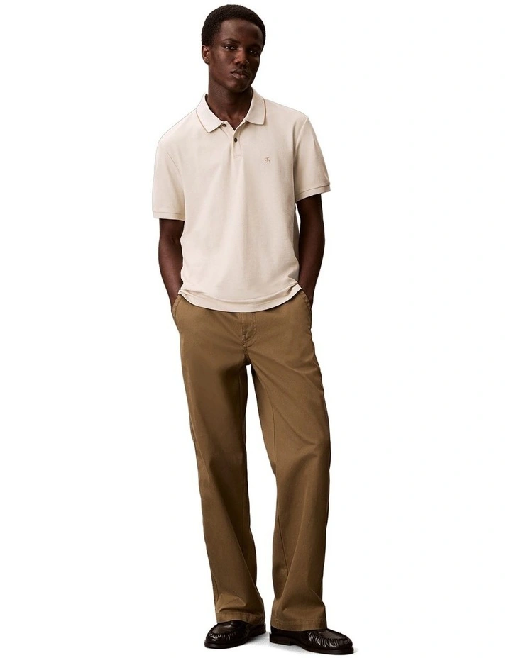Refined Pique Tipped Classic Polo Shirt in Oatmeal image 5