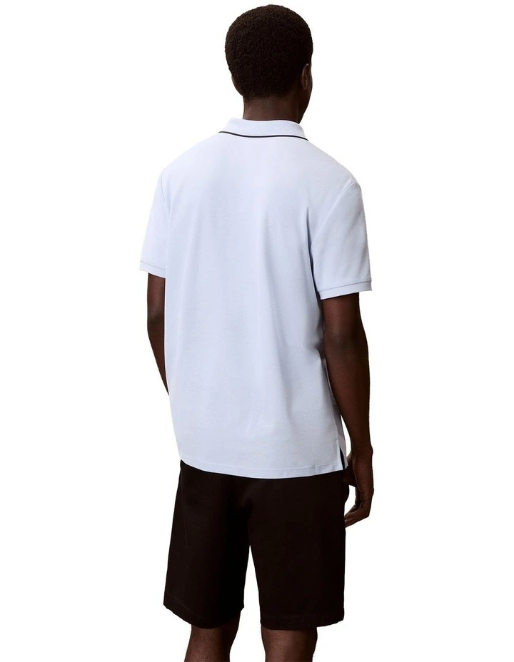 Short Sleeves Slim Refined Pique Polo Shirt in Breezy Blue image 2