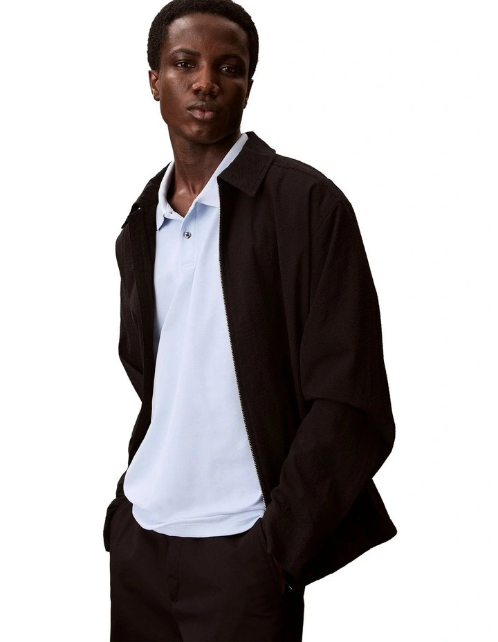 Short Sleeves Slim Refined Pique Polo Shirt in Breezy Blue image 4