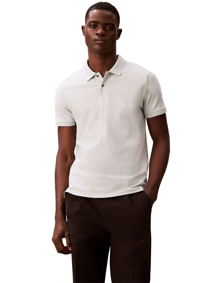 Short Sleeve Slim Refined Pique Polo Shirt in Pale Meadow image 1