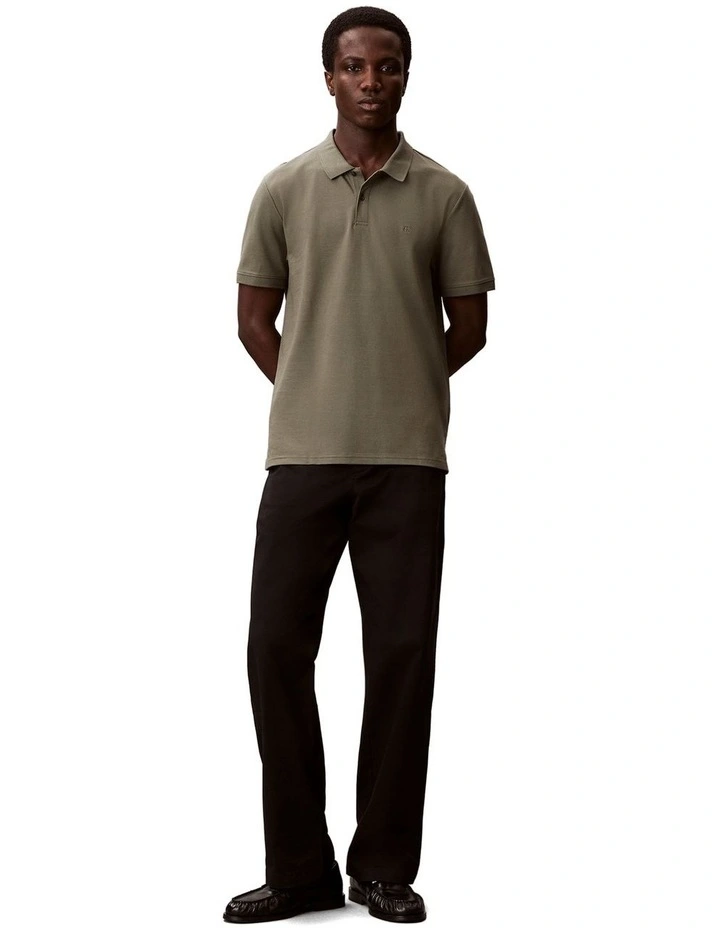 Short Sleeve Slim Refined Pique Polo Shirt in Dusty Olive image 5