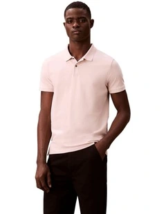 Short Sleeve Slim Refined Pique Polo Shirt in Prairie Peach