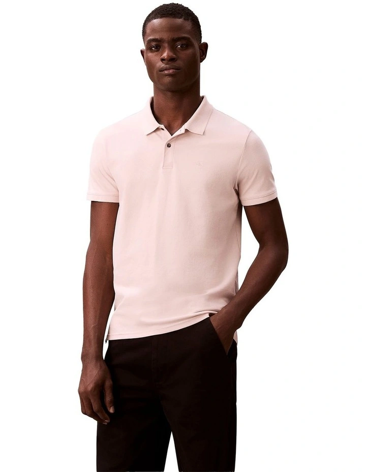 Short Sleeve Slim Refined Pique Polo Shirt in Prairie Peach image 1