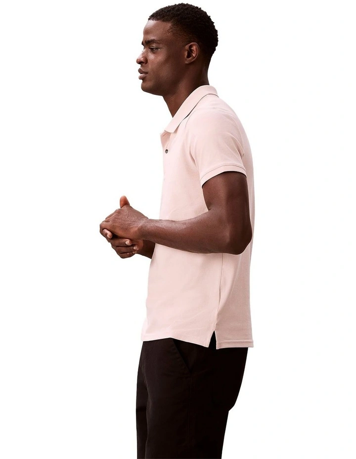 Short Sleeve Slim Refined Pique Polo Shirt in Prairie Peach image 3