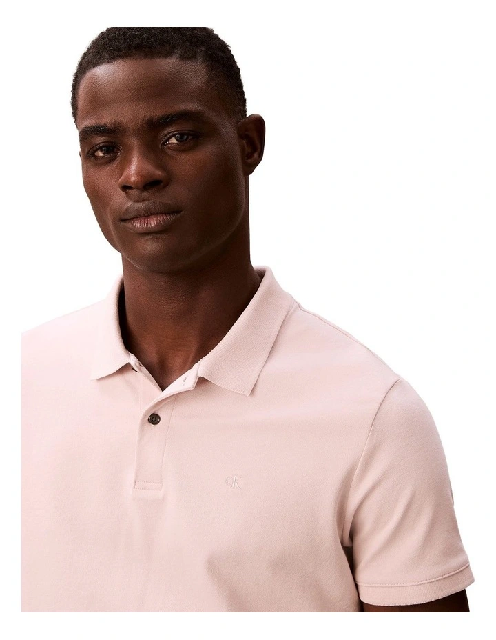 Short Sleeve Slim Refined Pique Polo Shirt in Prairie Peach image 4