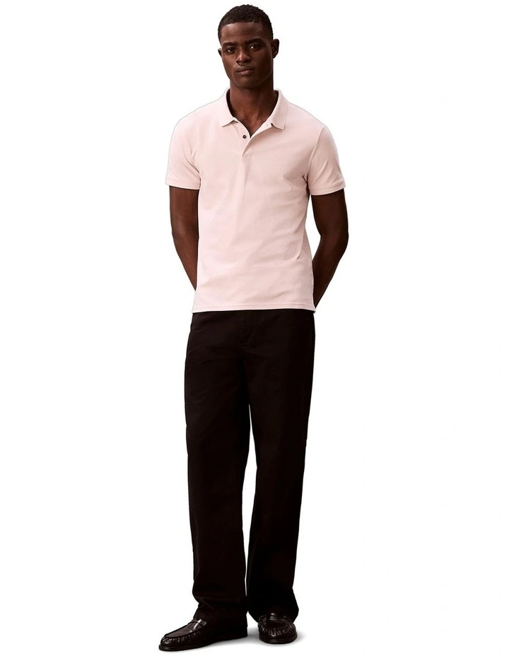 Short Sleeve Slim Refined Pique Polo Shirt in Prairie Peach image 5