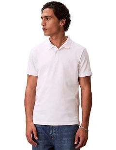 Short Sleeve Slim Refined Pique Polo Shirt in Bright White