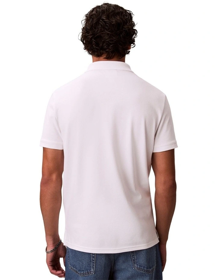 Short Sleeve Slim Refined Pique Polo Shirt in Bright White image 2