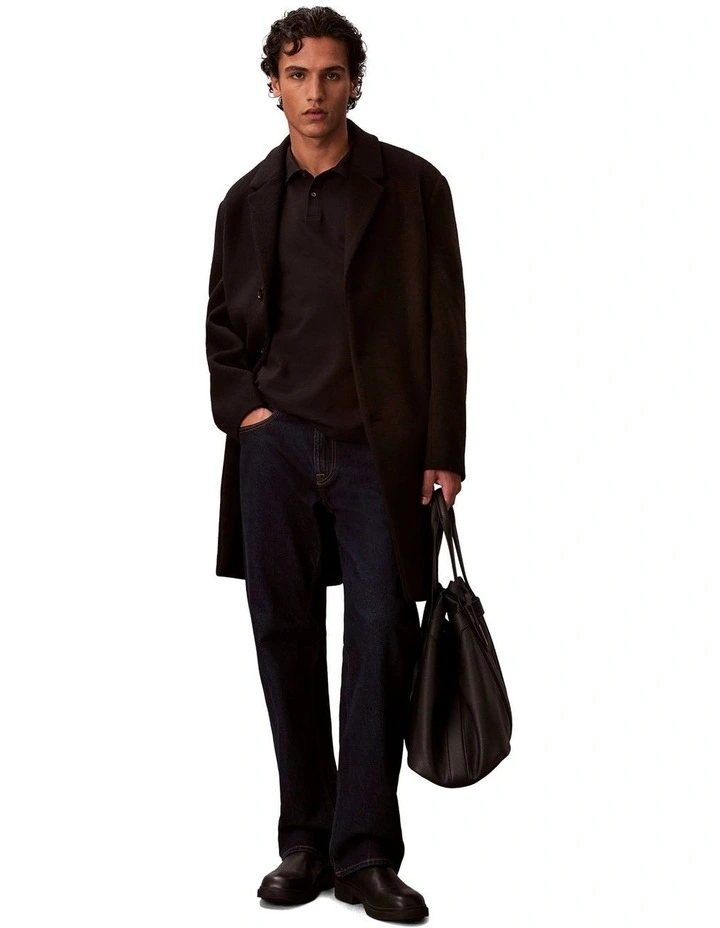 Refined Pique Tipped Polo Shirt in Black image 5