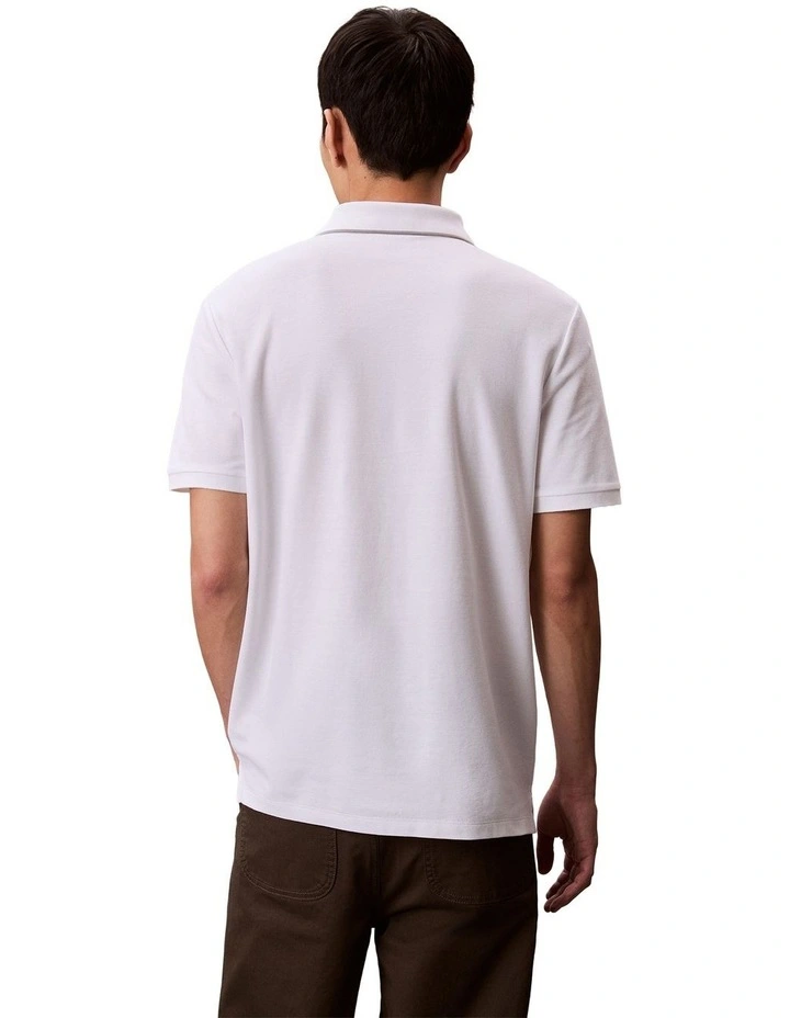 Refined Pique Tipped Polo Shirt in Bright White image 2