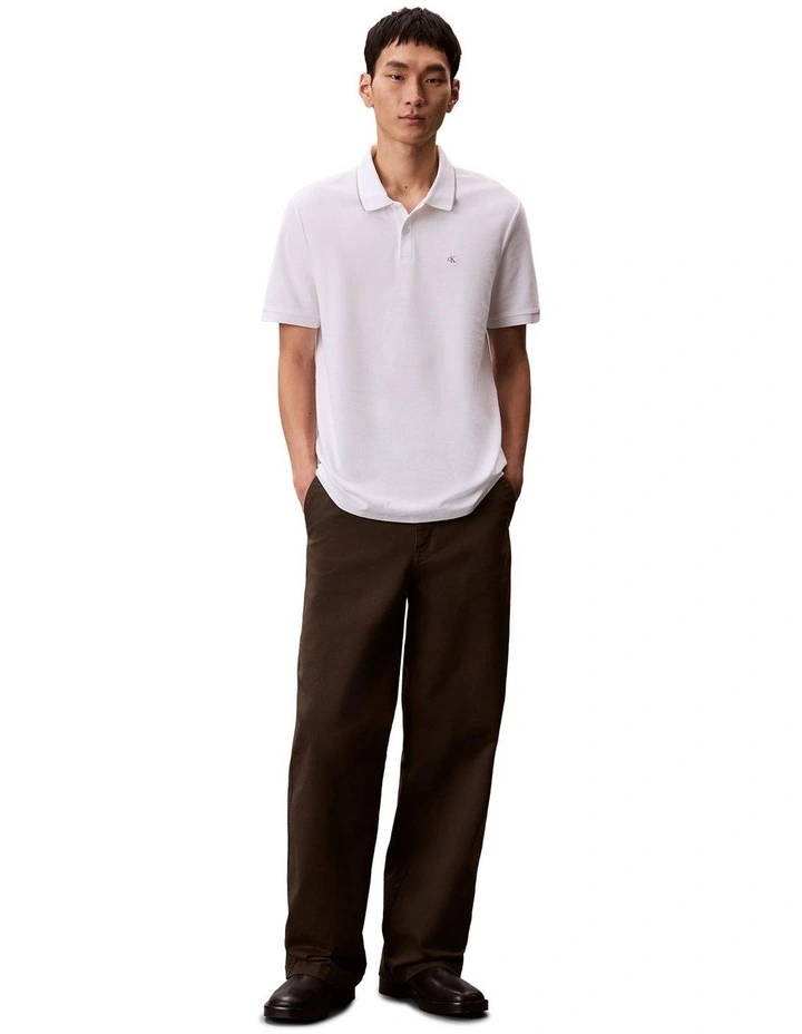 Refined Pique Tipped Polo Shirt in Bright White image 5