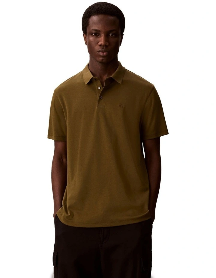 Pima Cotton Polo Shirt in Crude Green image 1