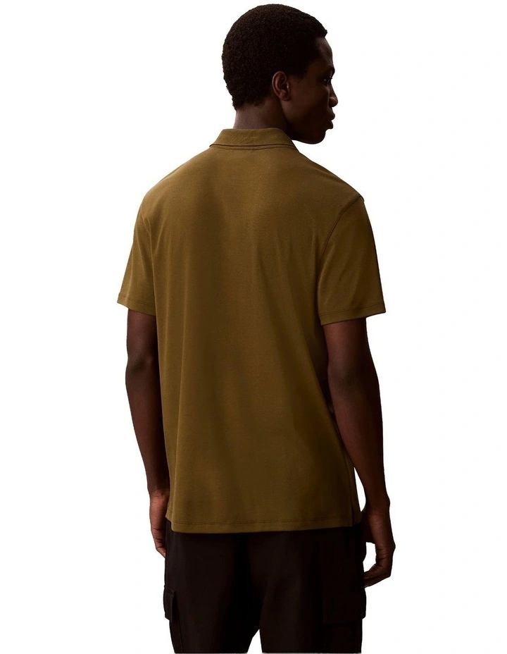 Pima Cotton Polo Shirt in Crude Green image 2