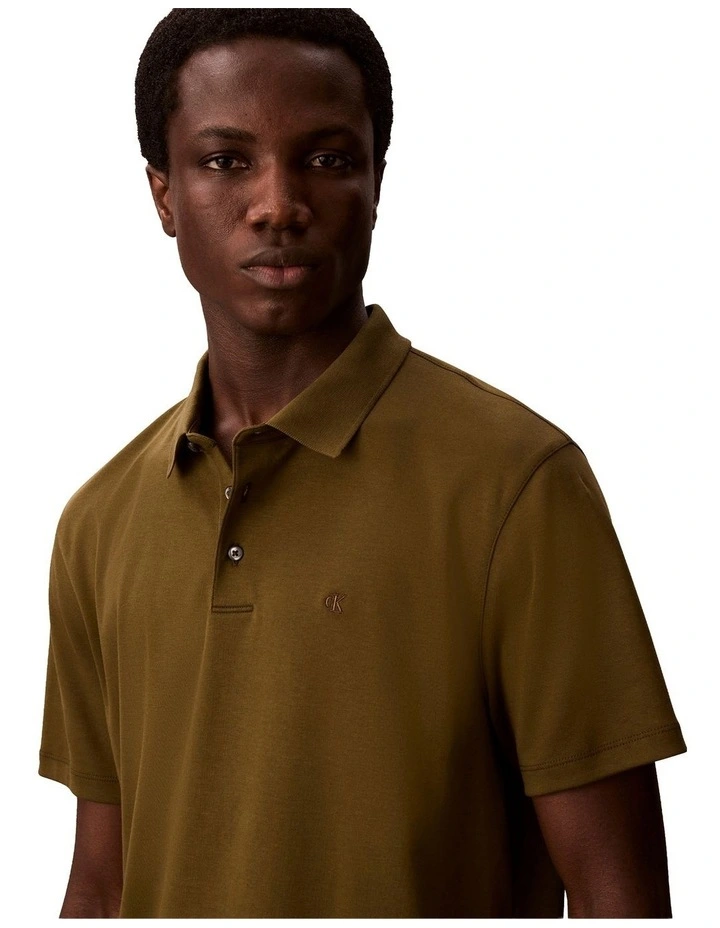Pima Cotton Polo Shirt in Crude Green image 3