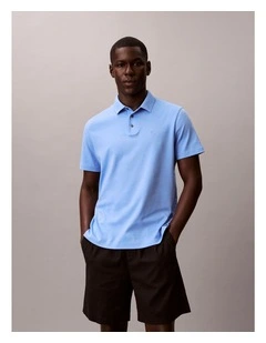 Short Sleeve Supima Chest Embroidered Polo in Blue Descent