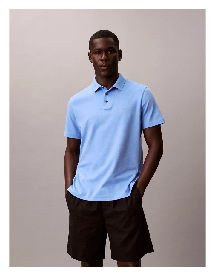 Short Sleeve Supima Chest Embroidered Polo in Blue Descent image 1