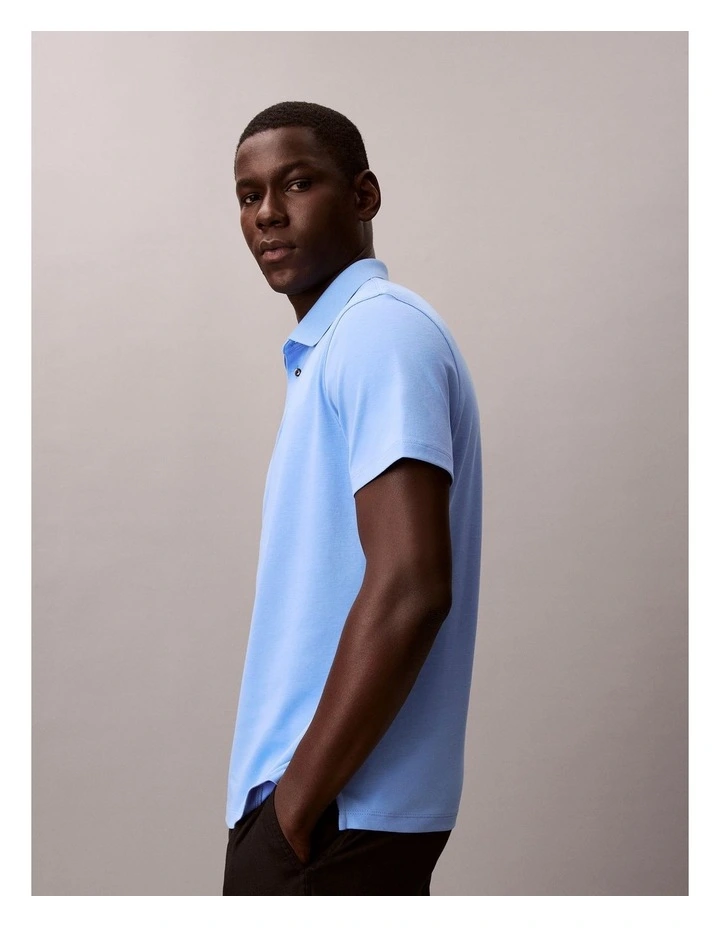 Short Sleeve Supima Chest Embroidered Polo in Blue Descent image 3