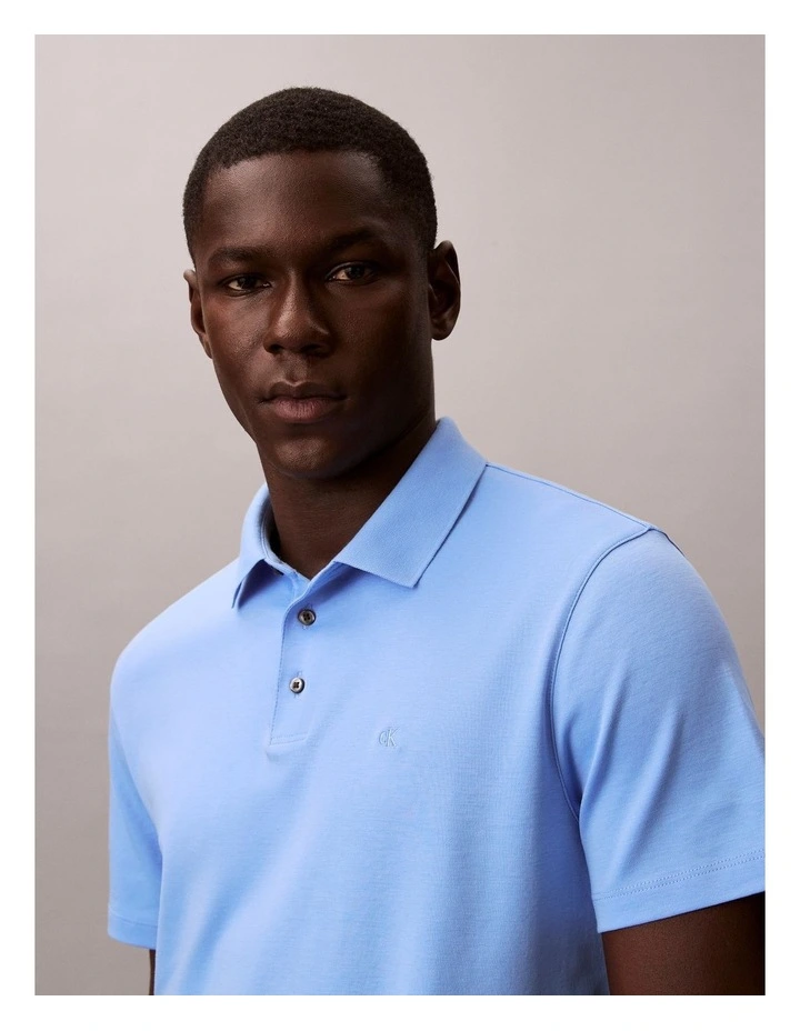Short Sleeve Supima Chest Embroidered Polo in Blue Descent image 4