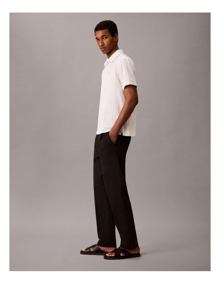 Textured Stripe Relaxed Polo Shirt in Tofu image 3