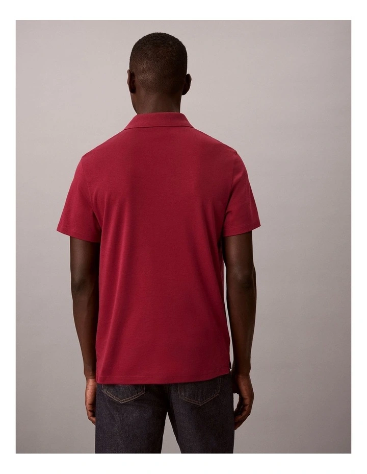 Slim Cotton Badge Polo Shirt in Rhododendron image 2