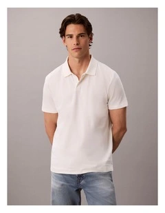 Engineered Pique Striped Polo in Tofu
