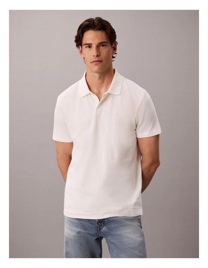 Engineered Pique Striped Polo in Tofu image 1