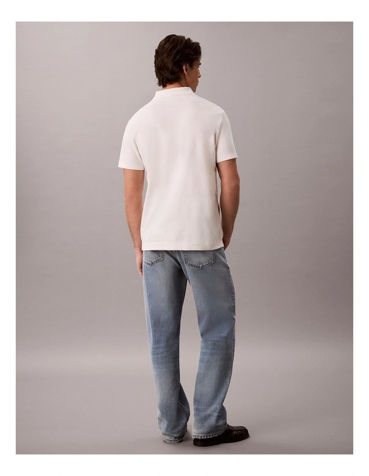 Engineered Pique Striped Polo in Tofu image 2