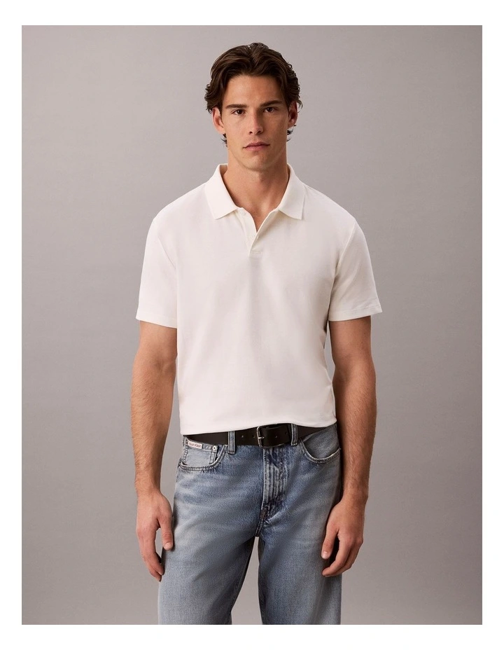 Engineered Pique Striped Polo in Tofu image 3