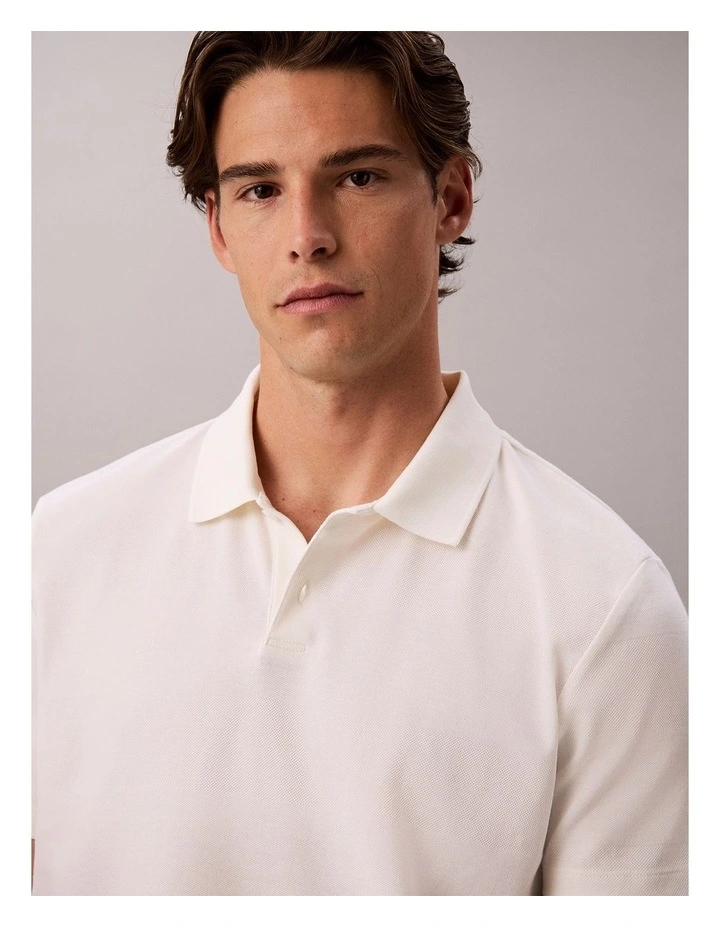 Engineered Pique Striped Polo in Tofu image 4