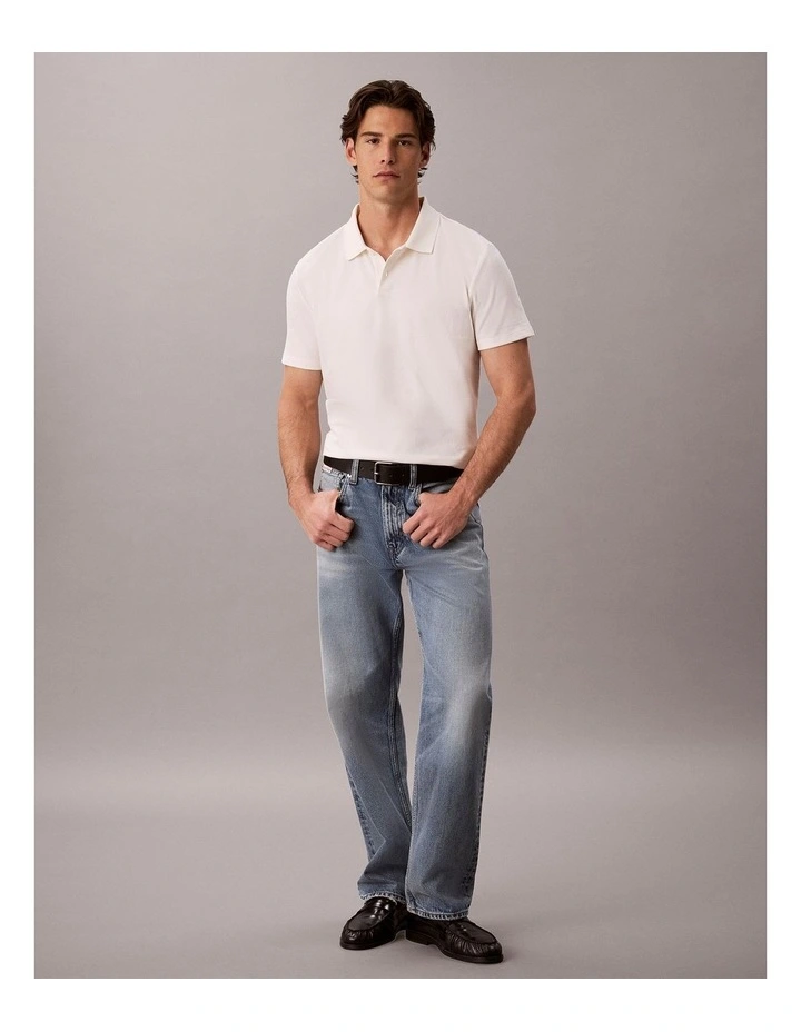 Engineered Pique Striped Polo in Tofu image 5