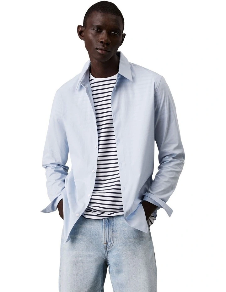 Solid Strech Slim Long Sleeve Shirt Niagara Mist image 1