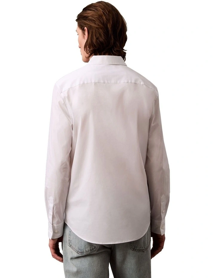 Solid Strech Slim Long Sleeve Shirt Brilliant in White image 2
