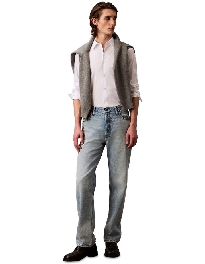 Solid Strech Slim Long Sleeve Shirt Brilliant in White image 5
