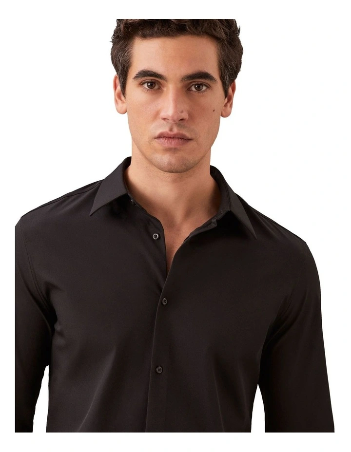Tech Stretch Slim Long Sleeve Shirt in Black image 3