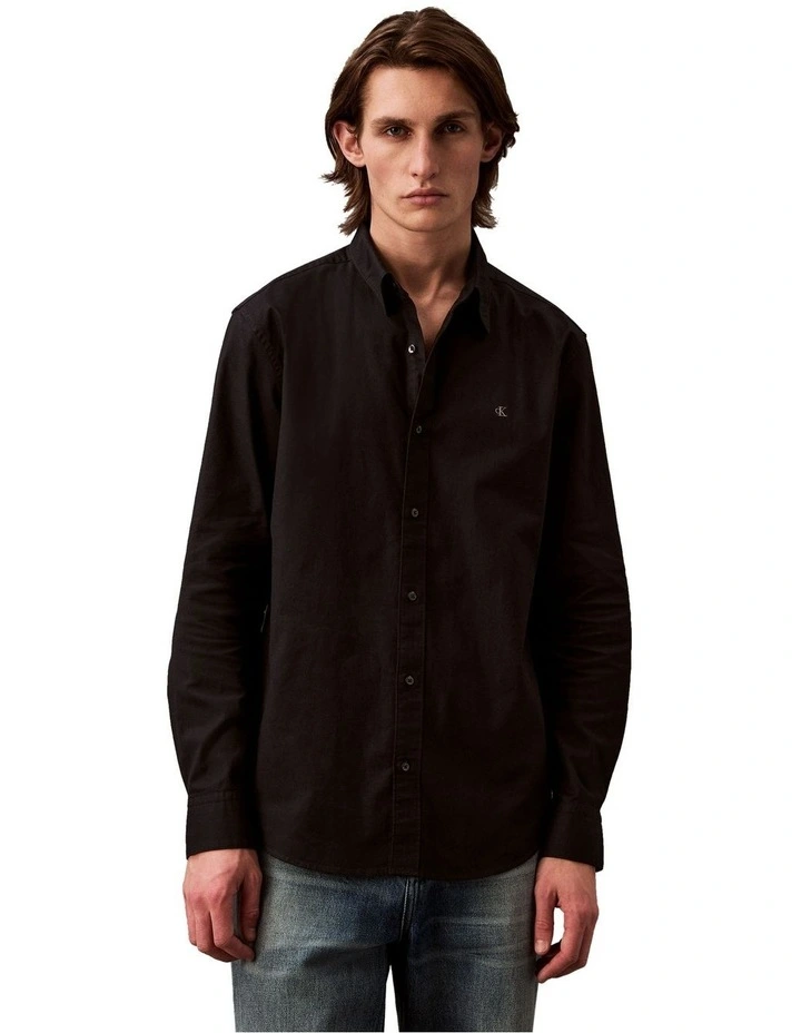 Solid Oxford Classic Long Sleeve Shirt in Black image 1