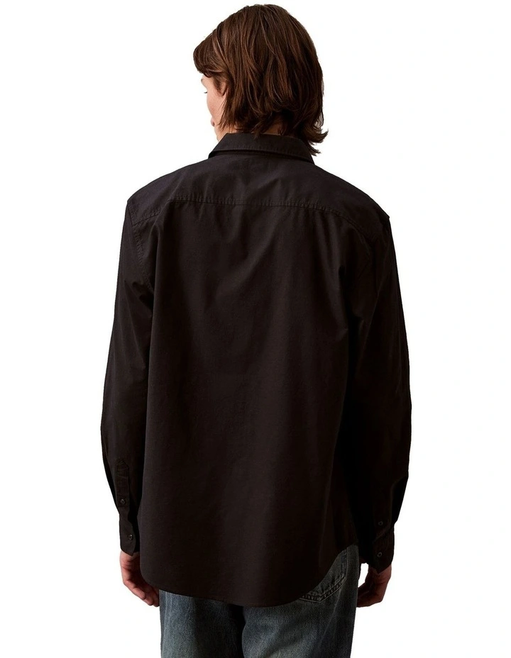 Solid Oxford Classic Long Sleeve Shirt in Black image 2