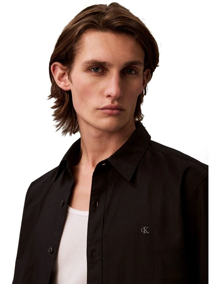 Solid Oxford Classic Long Sleeve Shirt in Black image 4
