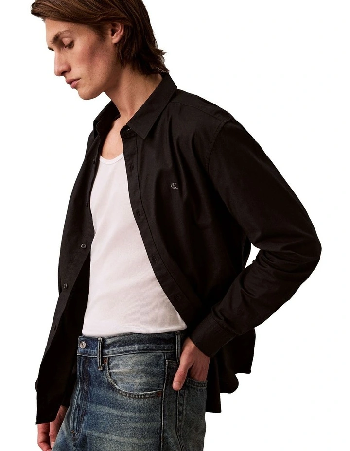 Solid Oxford Classic Long Sleeve Shirt in Black image 6