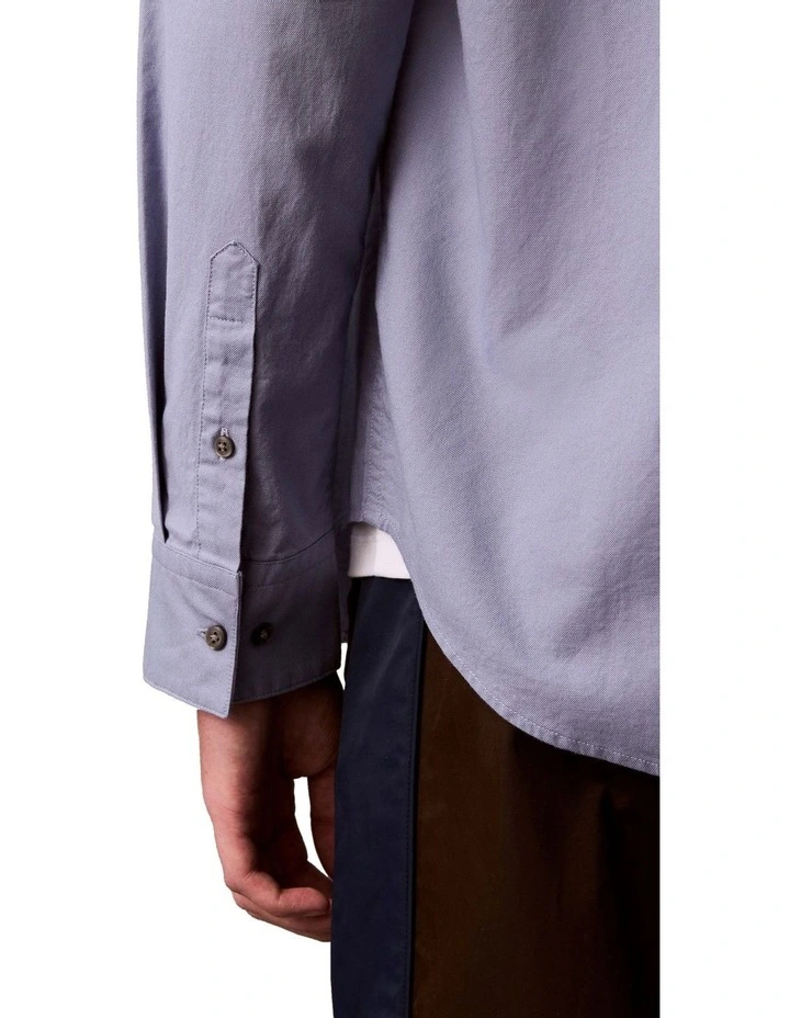 Solid Oxford Classic Long Sleeve Shirt in Blue image 4