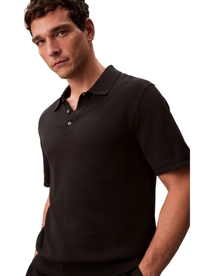 Supima Cotton Polo Shirt in Black image 3