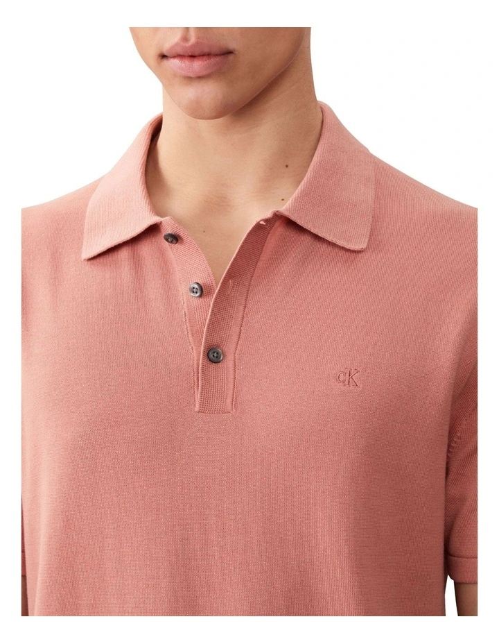 Supima Cotton Polo Shirt in Sunset Rose image 3